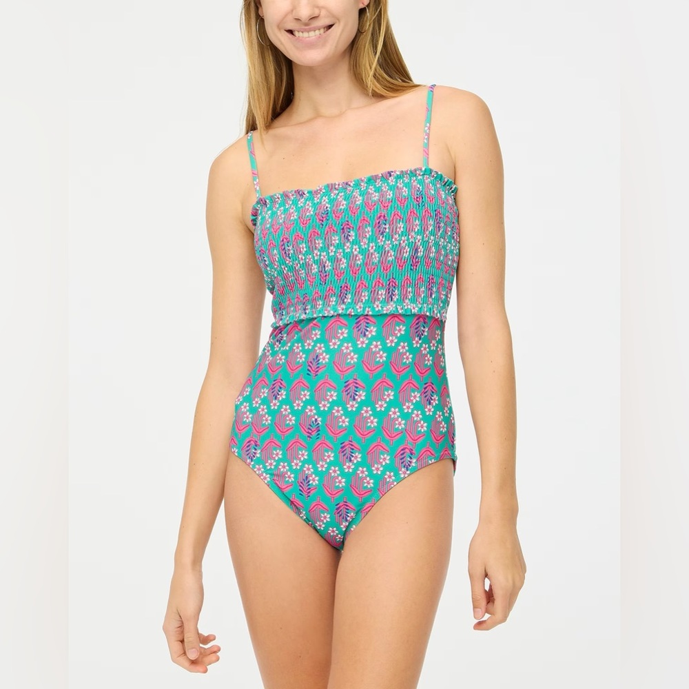 J. Crew Smocked One Piece Swimsuit